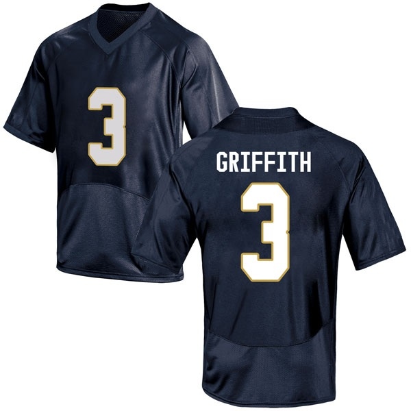 Houston Griffith Notre Dame Fighting Irish NCAA Men's #3 Navy Blue Game College Stitched Football Jersey ZCM0455FV